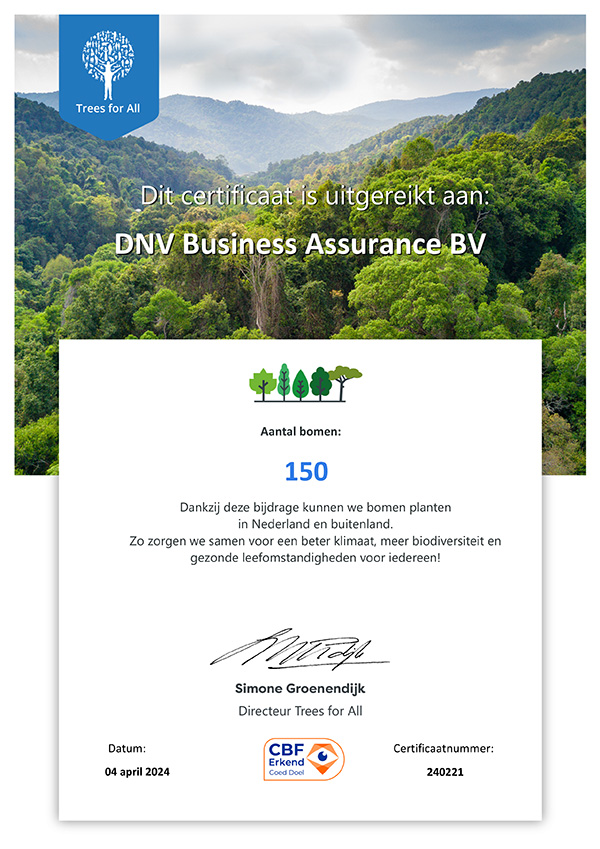 Certificaat Trees for all - DNV Business Assurance