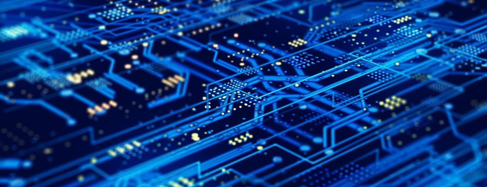 Futuristic circuit board on a dark blue background