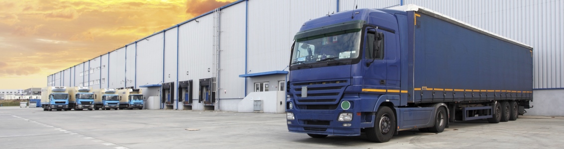 Trucks docking at dawn