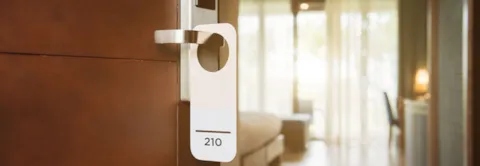 hotel room with room number on door